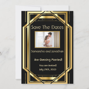 Glamoureuze Art Deco  Save the Dates Kaart
