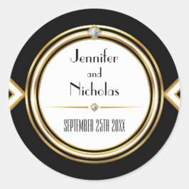 Glamoureuze ArtDeco geometrische bruiloft envelop  Ronde Sticker