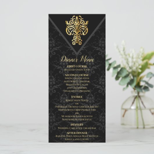 Glamoureuze avond bruiloft menu (Staand voorkant)