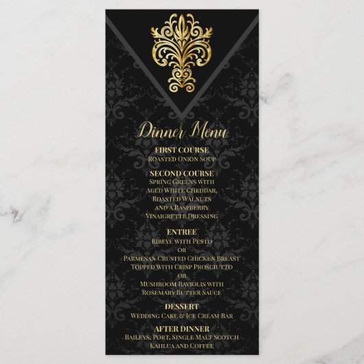 Glamoureuze avond bruiloft menu (Voorkant)