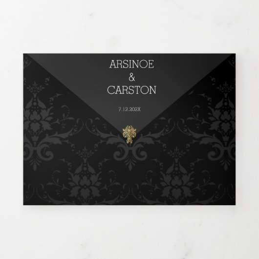 Glamoureuze avondbruiloft drieluik uitnodiging (Cover)