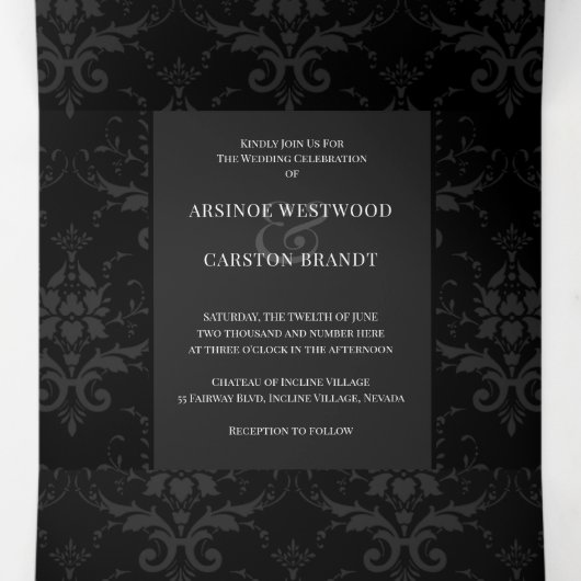 Glamoureuze avondbruiloft drieluik uitnodiging (Binnenkant midden)