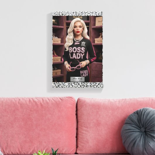 Glamoureuze Baas Dame Pop Art Canvas Print (Insitu (Woonkamer))