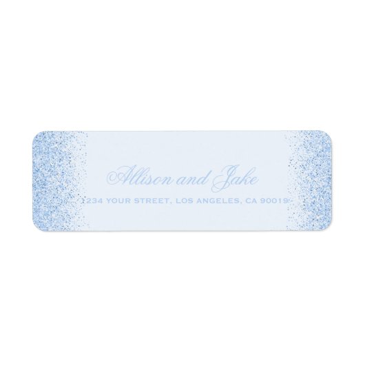Glamoureuze Baby Blue Glitter Adresetiketten Etiket (Voorkant)