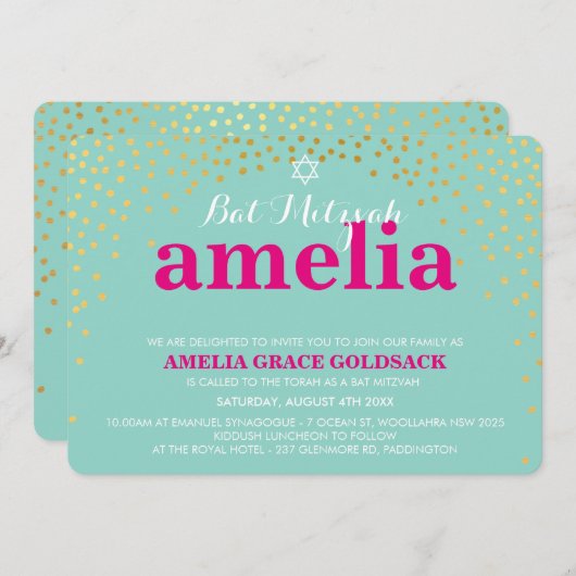 GLAMOUREUZE BAT MITZVAH rustieke gouden confetti m Kaart (Voorkant / Achterkant)