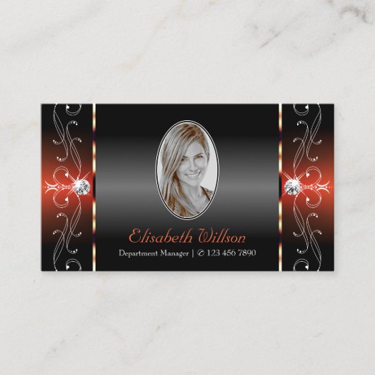 Glamoureuze Black Brown Squiggled Jewels met foto Visitekaartje (Voorkant)