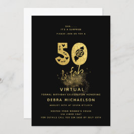 Glamoureuze Black & Gold 50 & Fab Virtual Birthday Kaart