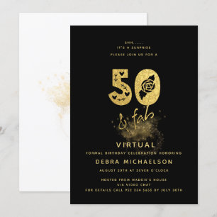 Glamoureuze Black & Gold 50 & Fab Virtual Birthday Kaart