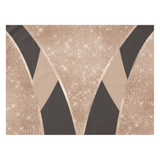 Glamoureuze Black Gold Glitter Curved Triangle Geo Tafelkleed (Voorkant (Horizontaal))