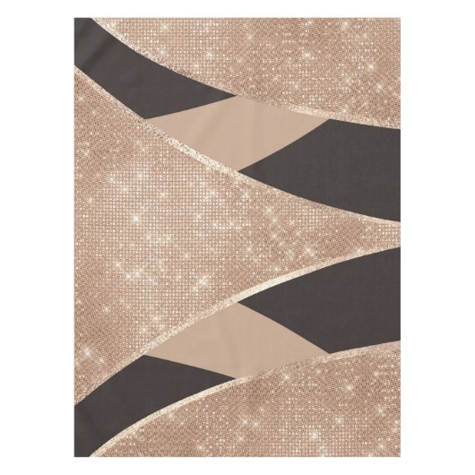 Glamoureuze Black Gold Glitter Curved Triangle Geo Tafelkleed (Voorkant)