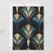 Glamoureuze Blauwe en Gouden Art Deco Bruiloft Kaart (Achterkant)