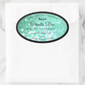 Glamoureuze Blauwgroen Glitter Product Verpakkings Ovale Sticker (Tas)