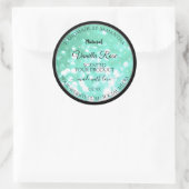 Glamoureuze Blauwgroen Glitter Product Verpakkings Ronde Sticker (Tas)