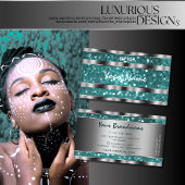 Glamoureuze Blauwgroen Glitter Stars Silver Decor  Visitekaartje