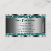 Glamoureuze Blauwgroen Glitter Stars Silver Decor  Visitekaartje (Achterkant)