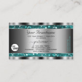 Glamoureuze Blauwgroen Glitter Stars toevoegen Log Visitekaartje (Achterkant)