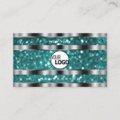 Glamoureuze Blauwgroen Glitter Stars toevoegen Log Visitekaartje (Voorkant)