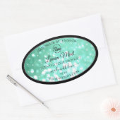 Glamoureuze Blauwgroen Sparkle Glitter Logo — Prod Ovale Sticker (Envelop)