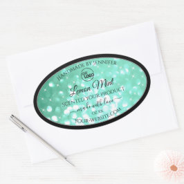 Glamoureuze Blauwgroen Sparkle Glitter Logo — Prod Ovale Sticker