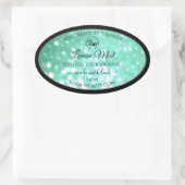 Glamoureuze Blauwgroen Sparkle Glitter Logo — Prod Ovale Sticker (Tas)