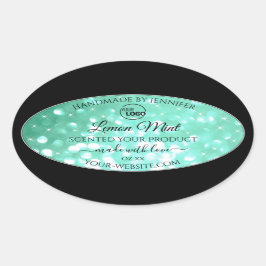 Glamoureuze Blauwgroen Sparkle Glitter Logo — Prod Ovale Sticker