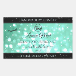 Glamoureuze Blauwgroen Sparkle Glitter Logo — Prod Rechthoekige Sticker