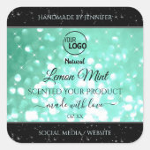 Glamoureuze Blauwgroen Sparkle Glitter Logo — Prod Vierkante Sticker (Voorkant)