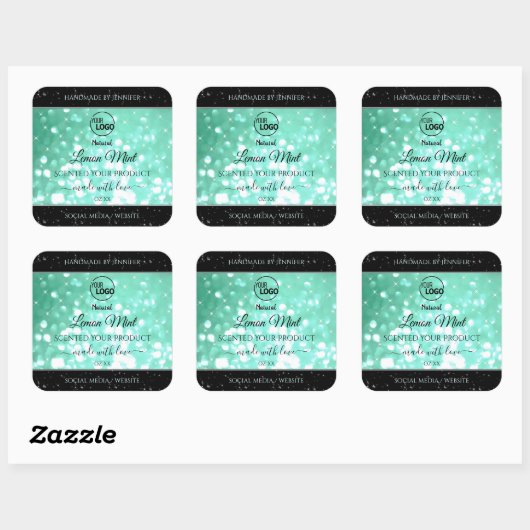 Glamoureuze Blauwgroen Sparkle Glitter Logo — Prod Vierkante Sticker (Vel)