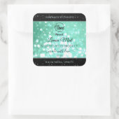 Glamoureuze Blauwgroen Sparkle Glitter Logo — Prod Vierkante Sticker (Tas)