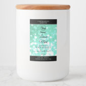 Glamoureuze Blauwgroen Sparkle Glitter Logo — Prod Voedselcontainer Etiket (Voorkant)