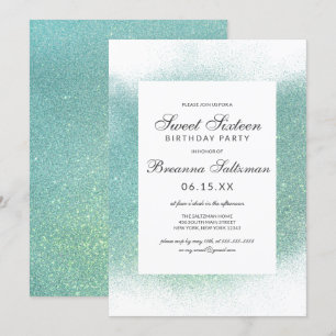 Glamoureuze Blauwgroen Witte Glitter Dust Border S Kaart