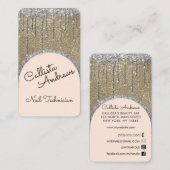 Glamoureuze Bling Champagne Glitter Drip Nail Tech Visitekaartje (Voorkant / Achterkant)