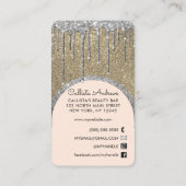 Glamoureuze Bling Champagne Glitter Drip Nail Tech Visitekaartje (Achterkant)