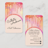 Glamoureuze Bling Iridescent Glitter Drips Nail Te Visitekaartje (Voorkant / Achterkant)
