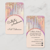 Glamoureuze Bling Iridescent Glitter Drips Nail Te Visitekaartje (Voorkant / Achterkant)