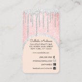 Glamoureuze Bling Pink White Glitter Drips Nail Te Visitekaartje (Achterkant)