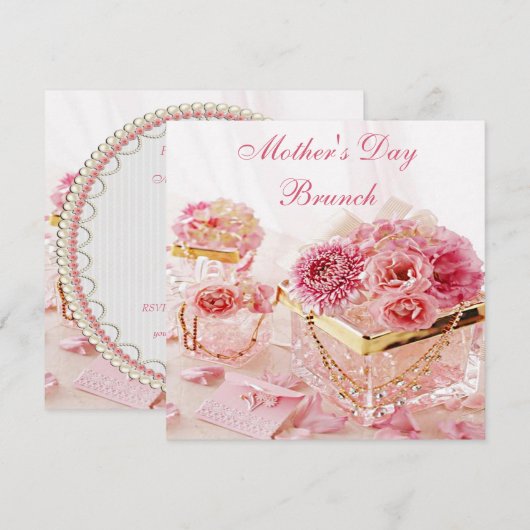 Glamoureuze Bloemen & Dozen Moederdag Brunch Kaart (Voorkant / Achterkant)