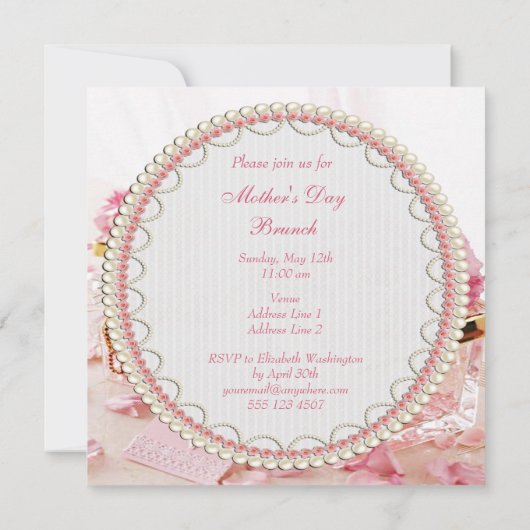 Glamoureuze Bloemen & Dozen Moederdag Brunch Kaart (Achterkant)