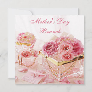 Glamoureuze Bloemen & Dozen Moederdag Brunch Kaart