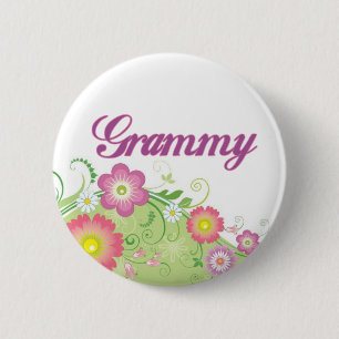 Glamoureuze bloemen Grammy Ronde Button 5,7 Cm