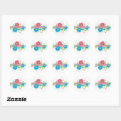 Glamoureuze bloemen oma ronde sticker (Vel)