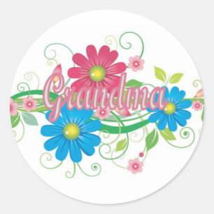 Glamoureuze bloemen oma ronde sticker