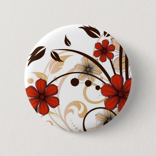 Glamoureuze bloemen ronde button 5,7 cm (Voorkant)