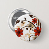 Glamoureuze bloemen ronde button 5,7 cm (Voorkant /achterkant)