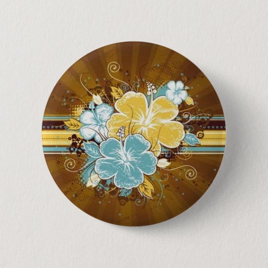 Glamoureuze bloemen ronde button 5,7 cm (Voorkant)