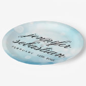 Glamoureuze Blue Bokeh Light monogram bruiloft Papieren Bordje (Gekanteld)