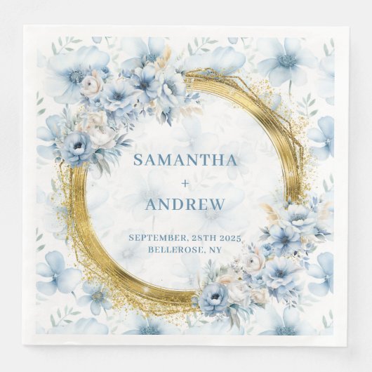 Glamoureuze Boheemse lichtblauwe gouden bruiloft s Servet (Voorkant)