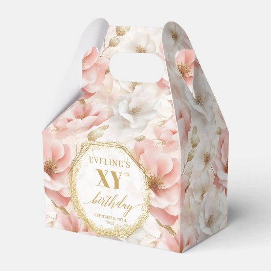 Glamoureuze Boho Dusty Roze Rustiek Gouden Verjaar Bedankdoosjes (Voorkant Zijde)