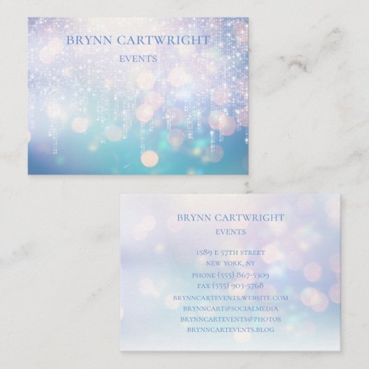 Glamoureuze Bokeh Twinkle Lights Paarse en blauw Visitekaartje (Voorkant / Achterkant)