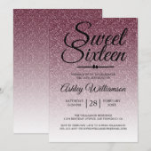 Glamoureuze Bourgondische glitter Ombre Sweet 16 V Kaart (Voorkant / Achterkant)